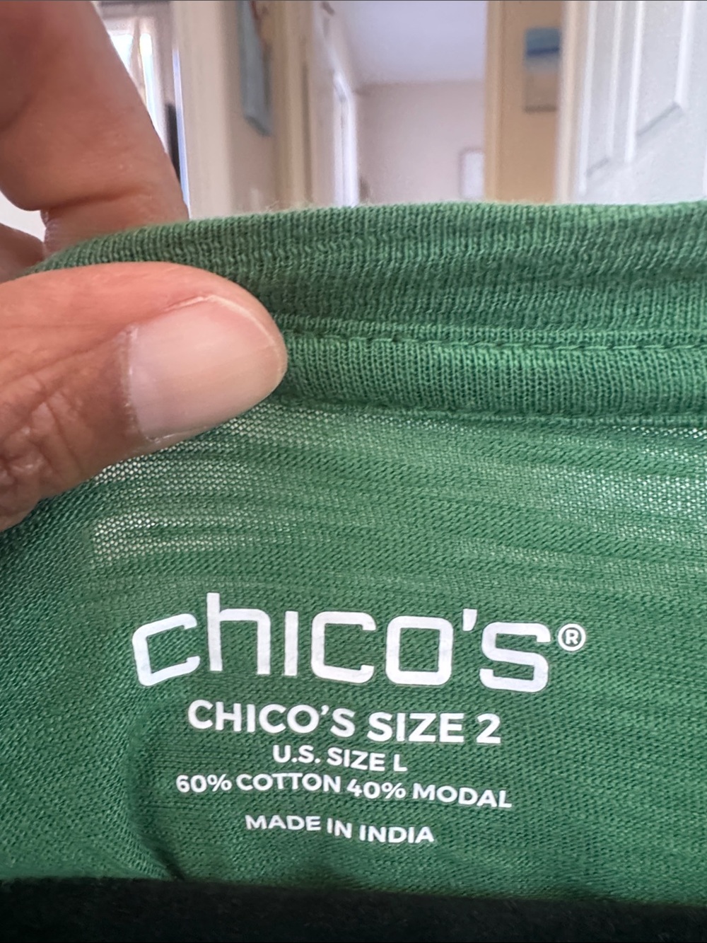 Chico's Emerald Green Puff-Sleeve Tee - Picture 3 of 6